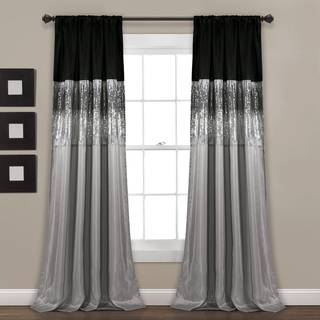 Lush Decor Night Sky Window Curtain Panel Single 42 """" W X 108 """" L Black & Gray - Sequin Curtains - Sparkle & Color Block Design - Moderne glami