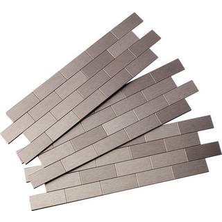 Aspekt skr?l og stick backsplash 12,5in x 4in Subway Rustfrit matet metalflise til k?kken og badev?relser (3-pack)