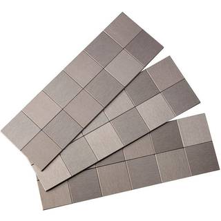 Aspekt skr?l og stick backsplash 12in x 4in firkantet rustfrit matet metalfliser til k?kken og badev?relser (3-pack)