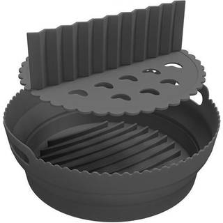 Sammenklappelig rund Air Fryer silikoneform med skillevæg Sort