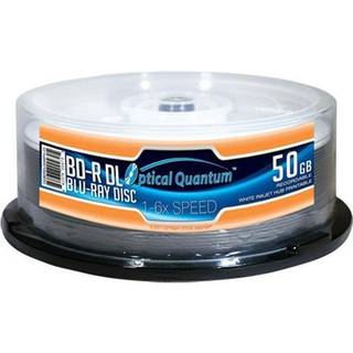 Optisk kvante 6x 50 GB BD-R DL White Inkjet Printbar Blu-Ray Double Layer Recordable Media 25-Disc Spindle