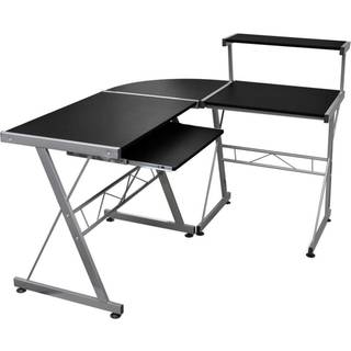 computerbord til hjørne 132x112x99 cm konstrueret træ sort