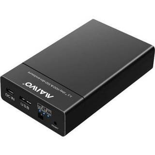 Maiwo K25682 USB 3.1 GEN1 5Gbps ekstern RAID0, 1, BOD storage cabinet 2x2,5 SATA-HDD SSD 7/9,5 mm op til 2 TB understøtter UASP USB-kabel type B til A