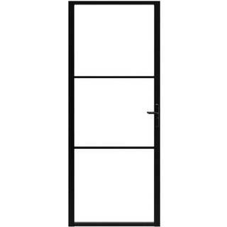 indvendig dør 93x201,5 sikkerhedsglas og aluminium sort