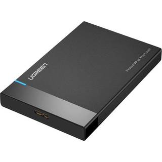 Ugreen HDD SSD 2,5'' SATA diskhus med USB-A til mikro USB-kabel, 5 Gbps, 0,5 m - Sort