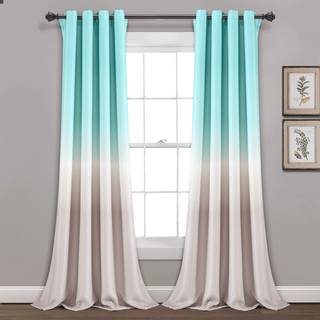 Frodig indretning Aqua og Gray Umbre Fiesta Curtains Light Filtring Window Panel Set til Stopue Dining Soveværelse (par) Lang bredt 52 ??"""" W X 9