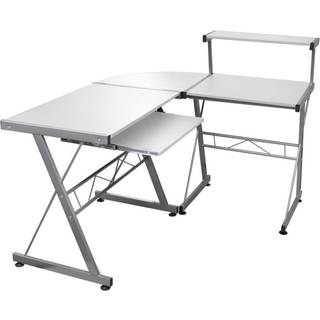 computerbord til hjørne 132x112x99 cm konstrueret træ hvid