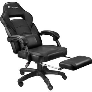 Gamerstol Comodo med fodstøtte - sort/sort