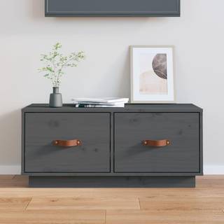tv-bord 80x34x35 cm massivt fyrretræ grå