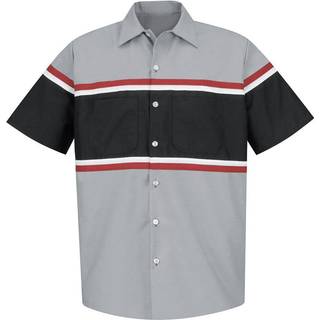 Red Kap Herre St?rrelse Kort?rmet tekniker Shirt GreysBlack med RedWhite X-Largetall