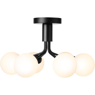 Apiales 6 loftlampe, satin sort/optic smoked glas