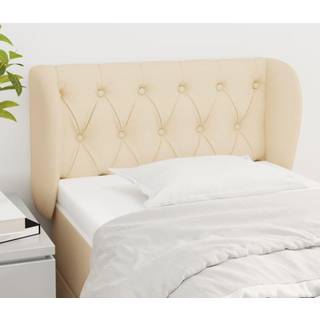 Sengegavl Med Kanter Stof Farvet Creme - 83 x 23 x 78/88 cm