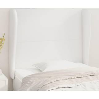 sengegavl med kanter 103x23x118/128 cm kunstlæder hvid