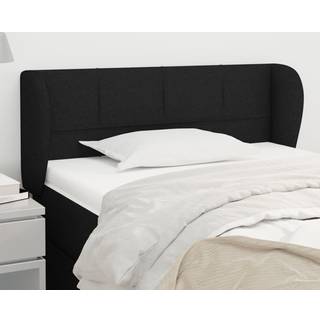 Sengegavl Med Kanter Stof - Sort / 103 x 23 x 78/88 cm