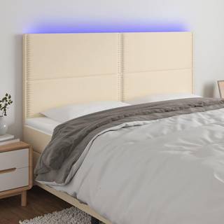 Sengegavl Med Led-Lys Stof Farvet Creme - 180 x 5 x 118/128 cm