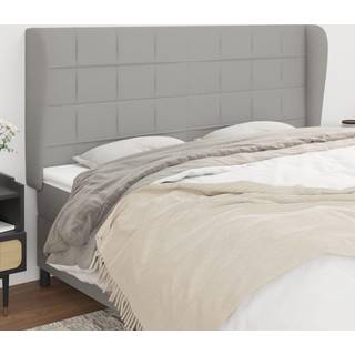 Sengegavl Med Kanter Stof - Lysegrå / 203 x 23 x 118/128 cm