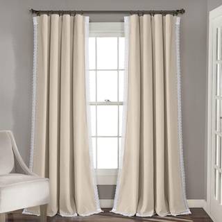 Lush Decor Rosalie Farmhouse Window Curtains Rustic Style Panel Set til stue spisestue sovev?relse (par) 54 """" W x 84 """" L Neutral