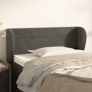 sengegavl med kanter 83x23x78/88 cm fløjl mørkegrå