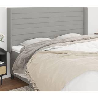 Sengegavl Med Kanter 83X16X78/128 Cm Stof - Lysegrå / 163 x 16 x 118/128 cm