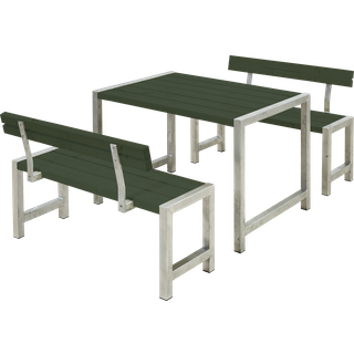 PLUS café plankesæt, med 2 ryglæn, grøn/nåletræ - 127 cm