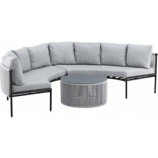 Venture Design Virya sofagruppe Sort med grå hynde 2st runda 2-personers ende & bord 70 cm