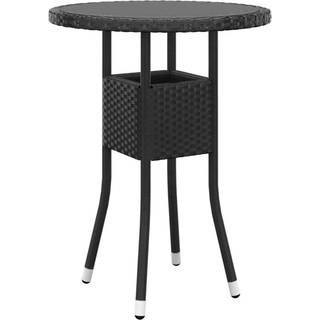 havebord Ø60x75 cm hærdet glas og polyrattan sort