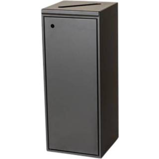 Affaldsbeholder med låge og papiråbning 100 l Sort stål 345x345x865 mm(105763)