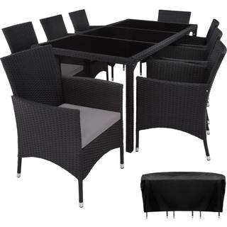 Polyrattan havemøbelsæt - sort/grå