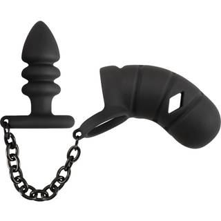 Black Velvet - silikone penisbur med anal plug (sort)