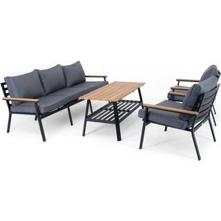 Venture Design Brasilia sofagruppe Sort/teak 3-personers sofa, 2st lænestoler & bord