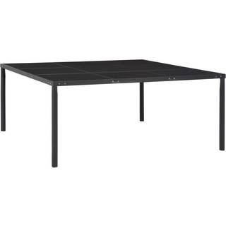 havebord 170x170x74,5 cm stål og glas sort