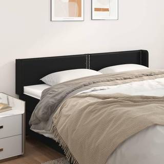 sengegavl med kanter 183x16x78/88 cm kunstlæder sort