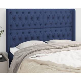 Sengegavl Med Kanter 83X16X78/128 Cm Stof Blå - 163 x 16 x 118/128 cm