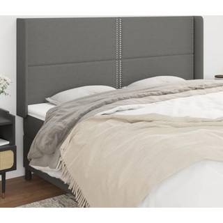 Sengegavl Med Kanter 83X16X78/128 Cm Stof Mørkegrå - 163 x 16 x 118/128 cm