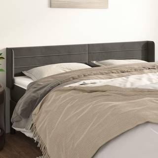 sengegavl med kanter 163x16x78/88 cm fløjl mørkegrå