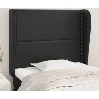 sengegavl med kanter 93x23x118/128 cm kunstlæder sort