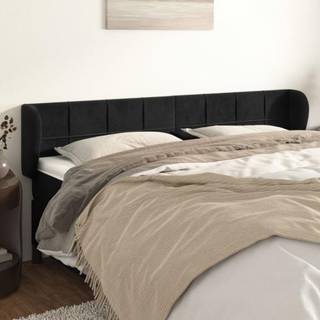 sengegavl med kanter 203x23x78/88 cm fløjl sort