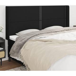 Sengegavl Med Kanter 83X16X78/128 Cm Stof Sort - 163 x 16 x 118/128 cm