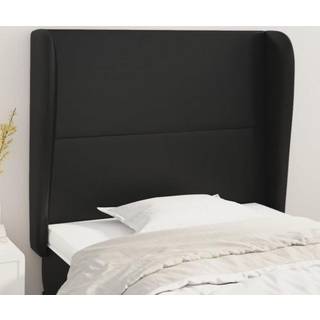 Sengegavl Med Kanter Kunstlæder - Sort / 93 x 23 x 118/128 cm