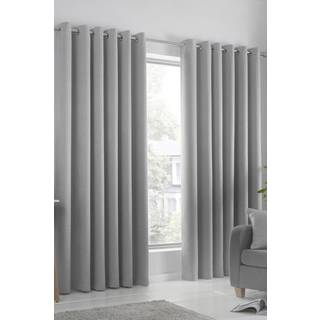 Fusion Fusion Silver Strata Room Darkening Woven Pair of Eyelet Curtains