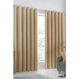 Fusion Fusion Yellow Strata Room Darkening Woven Pair of Eyelet Curtains