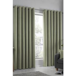 Fusion Fusion Green Strata Room Darkening Woven Pair of Eyelet Curtains