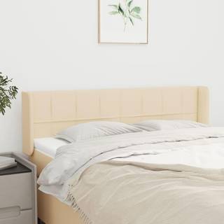 Sengegavl Med Kanter 83X16X78/128 Cm Stof - Creme / 147 x 16 x 78/88 cm