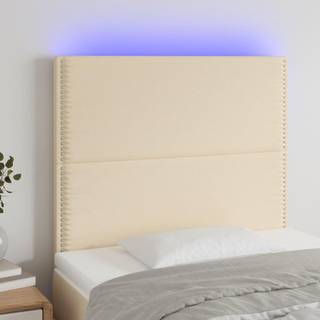 Sengegavl Med Led-Lys Stof Farvet Creme - 90 x 5 x 118/128 cm