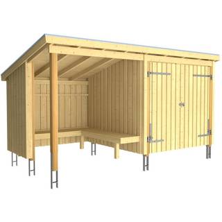 Plus Nordic Bålhytte - 9,5 m² 2 moduler m/dør - Inkl. tagpap, alulister og H-stolpefødder - 1685836-1