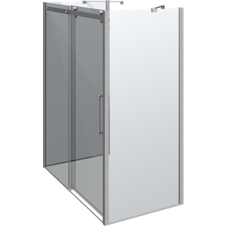Dansani Deluxe skydedør med 2 sidevægge, vendbar, 160x90 cm Krom/klart glas