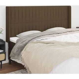 Sengegavl Med Kanter 83X16X78/128 Cm Stof - Mørkebrun / 163 x 16 x 118/128 cm