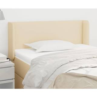 sengegavl med kanter 93x16x78/88 cm stof cremefarvet
