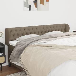 sengegavl med kanter 203x23x78/88 cm stof gråbrun