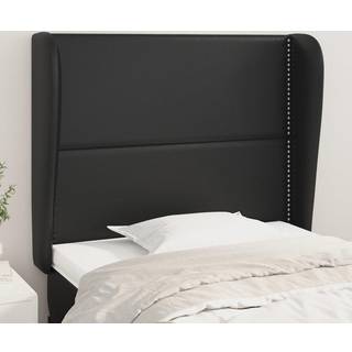 Sengegavl Med Kanter Kunstlæder - Sort / 103 x 23 x 118/128 cm